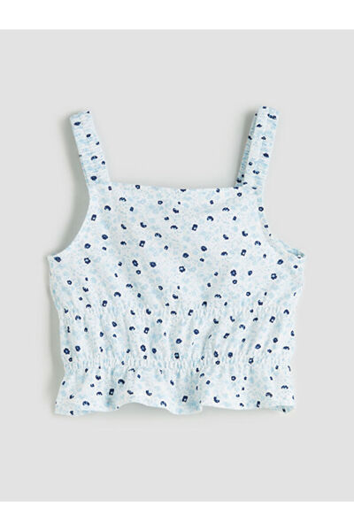 LC Waikiki Rmz Gi̇yi̇m Farkiyla Square Collar Floral Girl's Crop Blouse