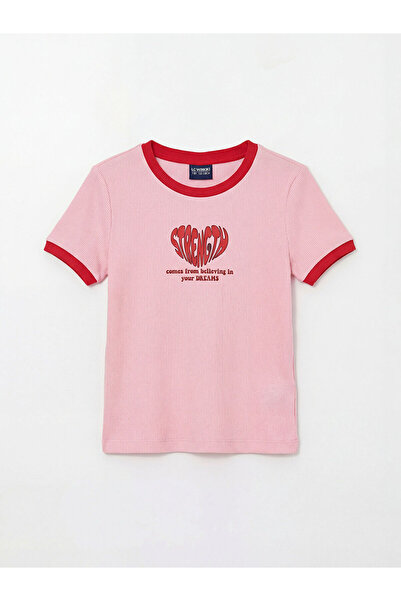 LC Waikiki Tricou pentru fete cu imprimeu Özmarka New Season, cu gât tip crew...