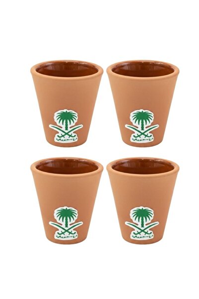 Premium طقم أكواب شاي من الطين مزين بشعار المملكة العربية السعودية، مصنوع من ...