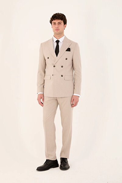 The Tailor Classics بدلة رجالية - سترة وبنطلون للرجال من قماش منسوج بخطوط مست...