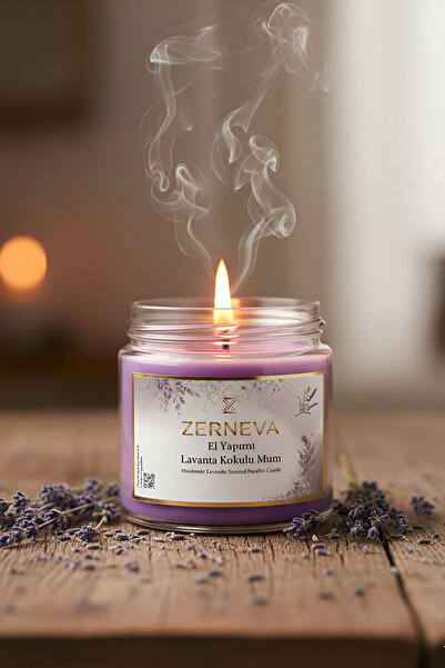 ZERNEVA LAVANTA KOKULU EL YAPIMI MUM / Hediyelik, Özel gün, Kokulu Mum, 300cc...