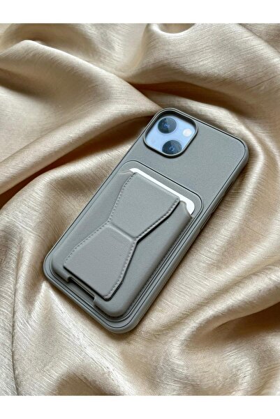 D&Z ACCESSORİES iPhone 13 - 14 Compatible Wallet Phone Case |   Gray Color Le...