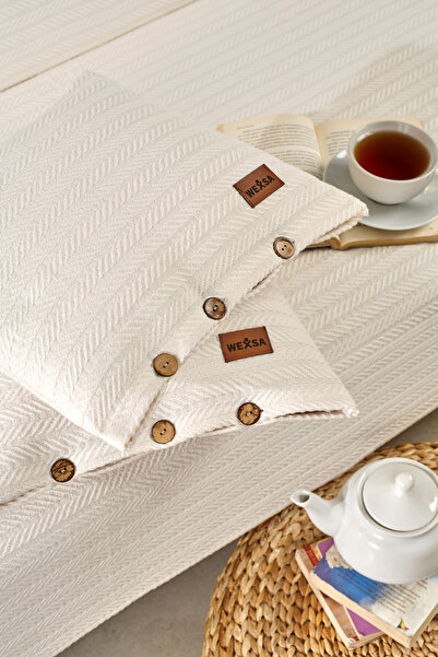 MUEV 100% Cotton Bohemian Pique Sofa Cover Sofa Throw Chenille Cover and 2 Th...