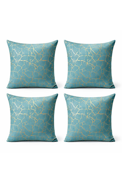 Bumedo Gold Foil Patterned Set of 4 Decorative Throw Pillow Covers – 42X42 cm...