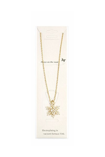 Vipfoni قلادة أنيقة من الفولاذ مرصعة بحجر الزركون على شكل ندفة الثلج