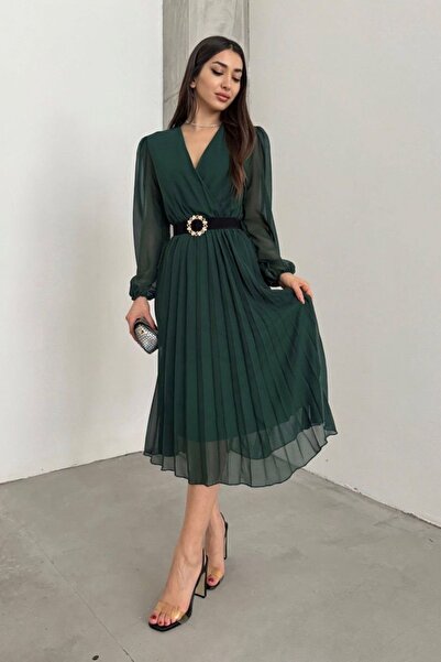 Hiccup Janes Belted V-Neck Chiffon Midi Dress