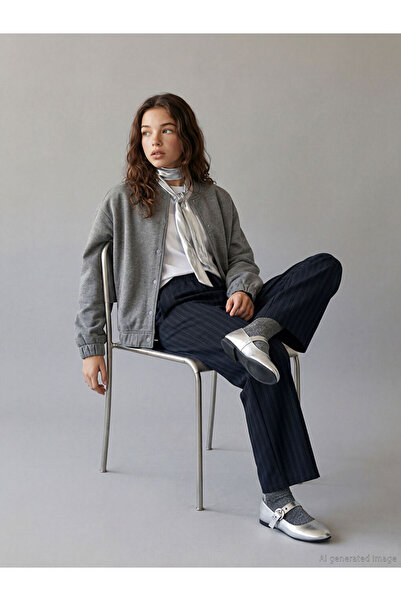 LC Waikiki Rmz Gi̇yi̇m Farkiyla Striped Girls' Trousers with Waist Cord