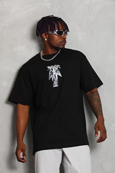 Hiccup Tricou JANES oversize cu imprimeu pe spate și guler tip bicicletă