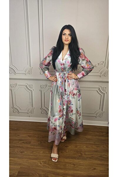 Diva Exclusive Fashion Long flowing dress with floral print and drawstring waist