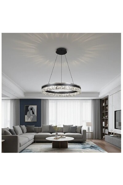 Hummer Modern LED chandelier, black color, size 80, with three lights: yellow...
