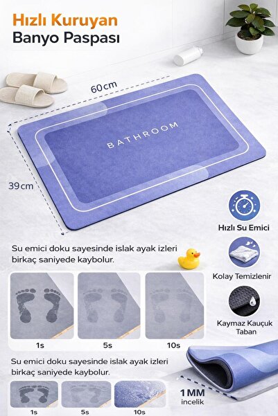 MAGIC WATER ABSORBENT BATH MAT ABLUTION MAT WITH NON-SLIP BASE TOILET INDOOR USE
