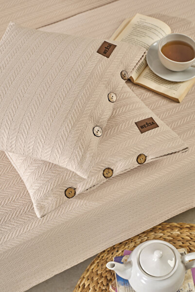 MUEV 100% Cotton Bohemian Pique Sofa Cover Sofa Throw Chenille Cover and 2 Th...