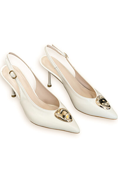 Elexus Women's Gold Buckle Detailed Stiletto