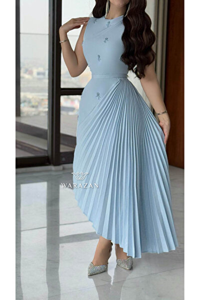 Warazan فستان ناعم بكسرات انيقه