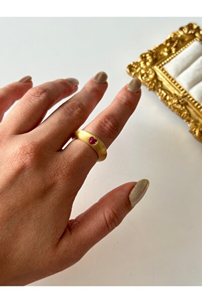 Charmist خاتم من الفولاذ غير اللامع بتفاصيل على شكل قلب قابل للتعديل