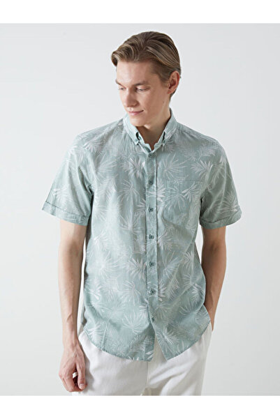LC Waikiki Regular Fit Short Sleeve Patterned Poplin Men's Shirt