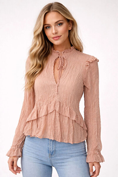 PROTO SUIT بلوزة بوهيمية مزينة بكشكشة