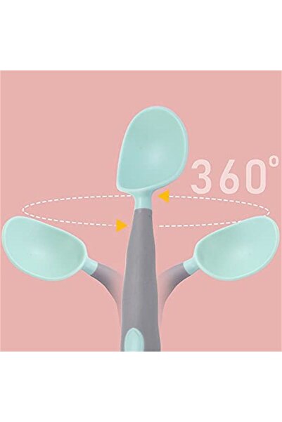 gen طقم ملعقة وشوكة لتدريب الأطفال (قطعتان) | مقابض منحنية بزاوية 360 درجة، م...