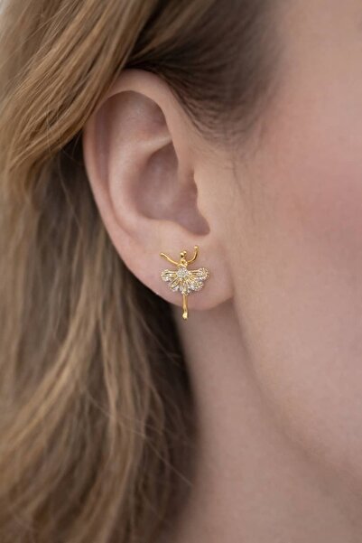 BY YASİN TOPÇU 🩰 ✨   أقراط صغيرة على شكل راقصة باليه مرصعة بحجر الزركون