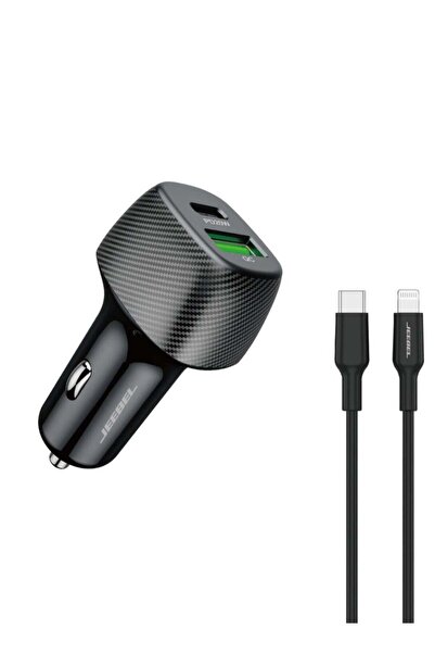 Jeebel شاحن سيارة ثنائي المنافذ مزود بكابل معتمد من Apple