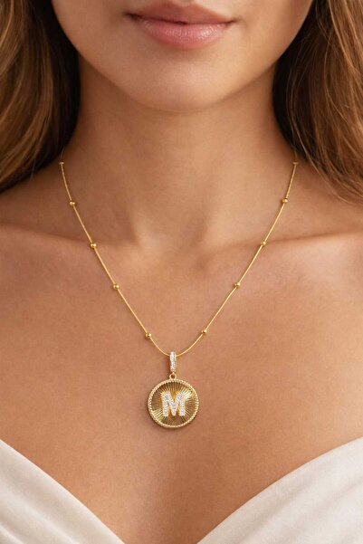 Bittox Kadınlara Özel Harfli Yuvarlak Uclu Altın Renk Kolye-Hediyelik Zarif Z...