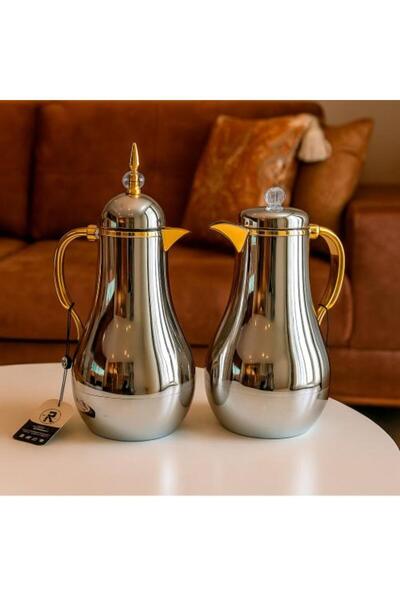 Generic Luxury Silver Serving Set with Golden Touches – 1.0 Liter + 1.0 Liter