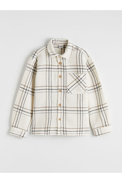 LC Waikiki LCW Kids Ekru Ekose Uzun Kollu Erkek Çocuk Gömlek