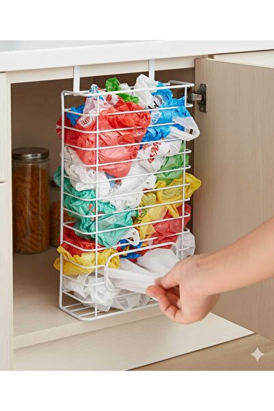 Funny Life Mutfak Dolap İçi Askılı Poşet Organizeri - Metal Poşetlik Düzenley...