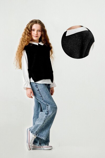 MİNİKO KİDS Girls' Plush Model Sweater and 3-Piece Pants Set