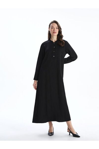 LC Waikiki Lcw Grace Black Preacher Collar Print Women's Dress
