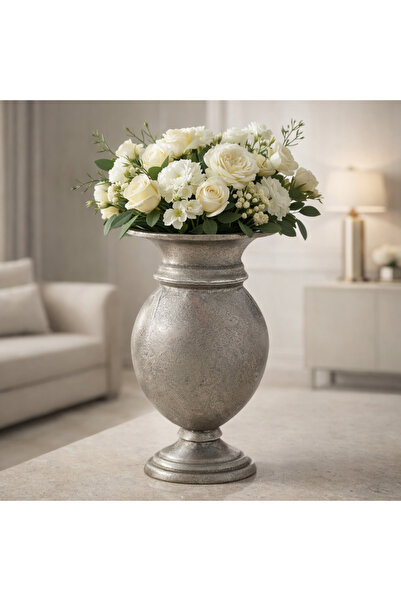 esdekor Flat Ethane Decorative Ceramic Vase 39 cm Height 19 cm Width Modern H...