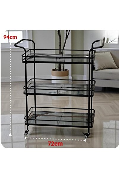 DEC39 Luxury three-tiered glass serving trolley