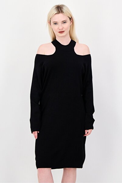 City Chic Women Ribbed Sweater Dress, Black