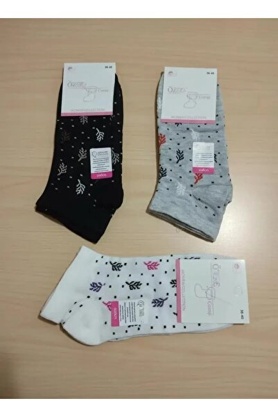 EfemİcGiyim Patterned Mixed Color Seasonal Cotton Booties Socks 12 Pack