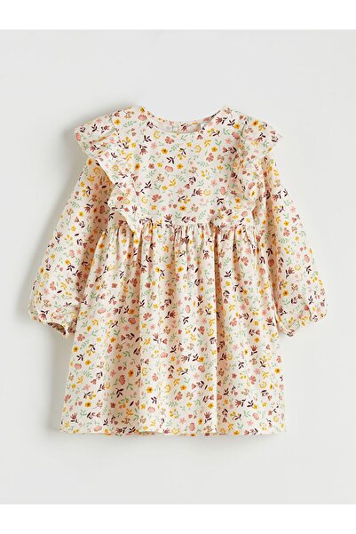 LC Waikiki Floral Patterned Ruffle Girls' Cotton Dress