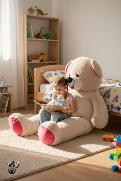 Zebra Toys Sevimli Bej Dev Boy Peluş Ayı – Çocuklar & Sevgililer İçin Özel Yu...
