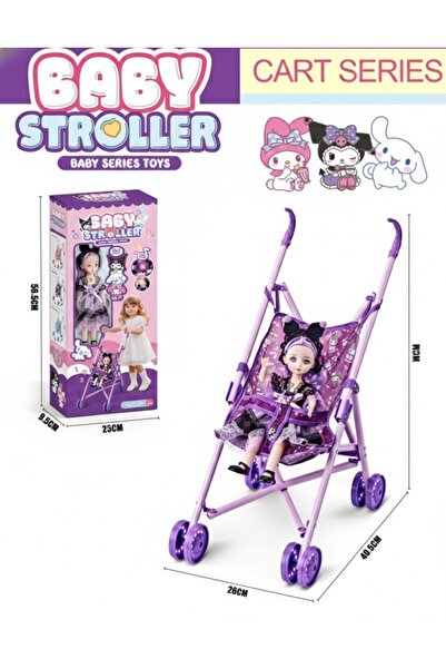 dehkah عربة دمية أطفال بتصميم شخصية كورومي مع دمية أزياء- لعبة للبنات مع إضاء...
