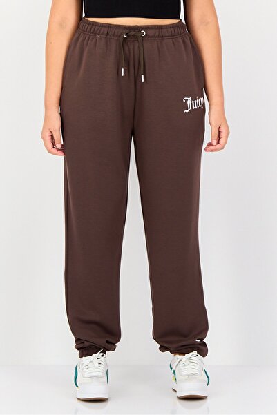 Juicy Couture Women Regular Fit Brand Logo Jogger Pants, Brown