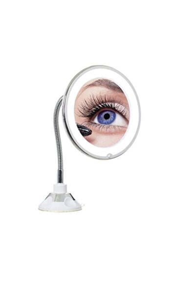 MDM Make-up Mirror with Flexible Arm and LED Light, 10x Zoom, Diameter 18 cm