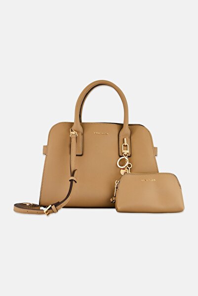 Anne Klein حقيبة يد نسائية بشعار ماركة مع محفظة، بني