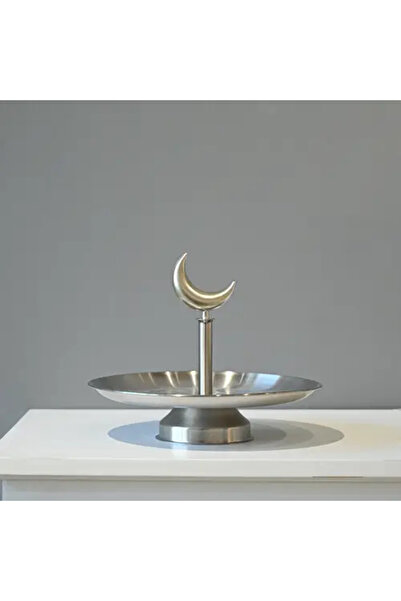 Generic Elegant Stainless Steel Serving Plate with Crescent Design