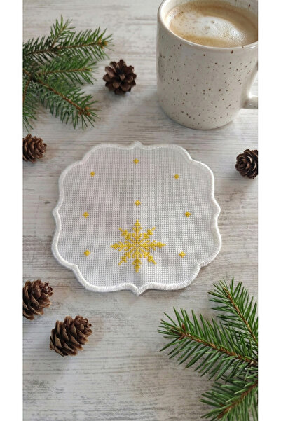 Talinhandmade Kaneviçe İşlemeli Sunum Peçetesi (15×15 cm) – Doğal Lif İğne İp...
