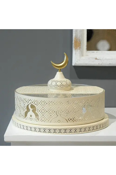 Generic Luxury Ramadan Serving Plate with Crescent Lighting and Elegant Islam...