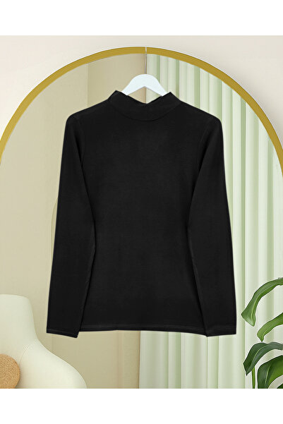 Modamorfo بلوزة داخلية بياقة عالية وأكمام طويلة - أسود