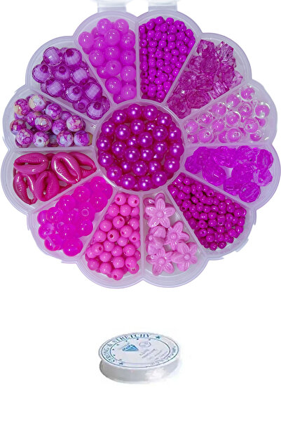 By MO Accessories مجموعة صنع المجوهرات للأطفال مع 13 قطعة من الخرز الفوشيا في...