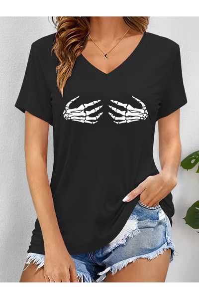 Cevval ΓΥΝΑΙΚΕΙΟ ΜΠΛΟΥΖΑΚΙ ΜΕ ΛΑΜΨΗ ΣΕ ΣΧΗΜΑ V ΚΑΙ ΣΤΑΜΠΑ