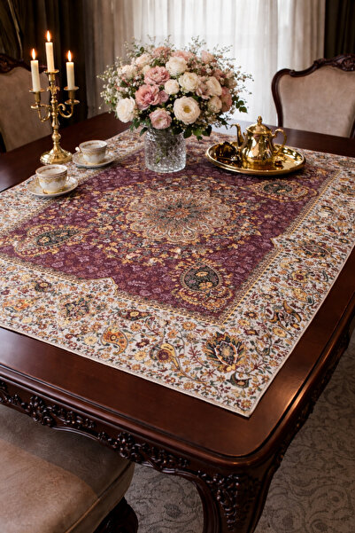 ARTAN GALLERY Vintage Etnik Desenli Çift Katlı Kalın Runner Masa Örtüsü – Şık...