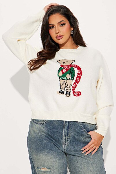 ARDSU Fashion Nova Pulover cu ursuleț pentru Crăciun Fericit