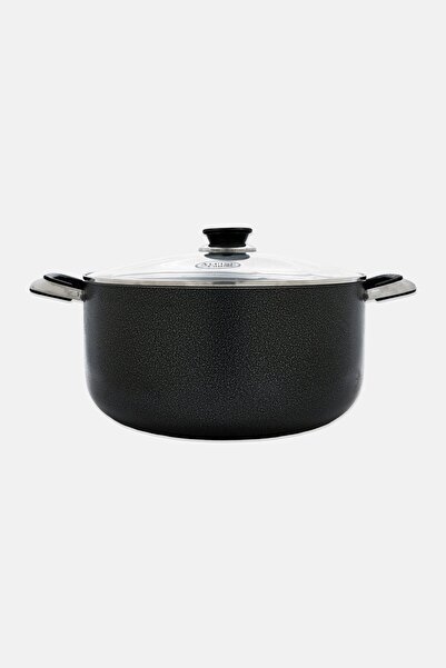 Alpine Cuisine Ceramic Nonstick Aluminum Dutch Oven With Glass Lid, Black