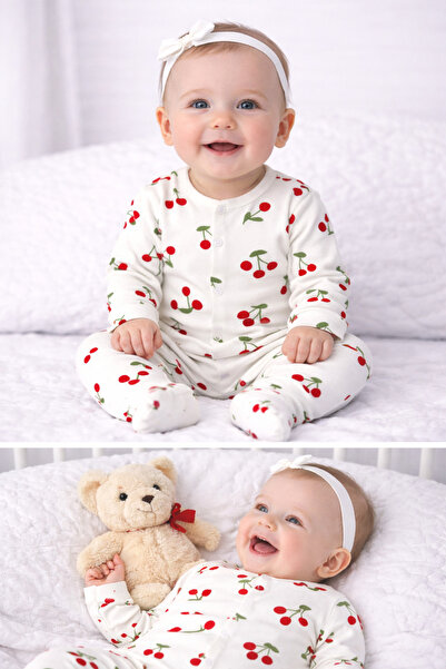 Nayinom Kids Salopetă Bebe cu Cireșe, Bumbac 100%